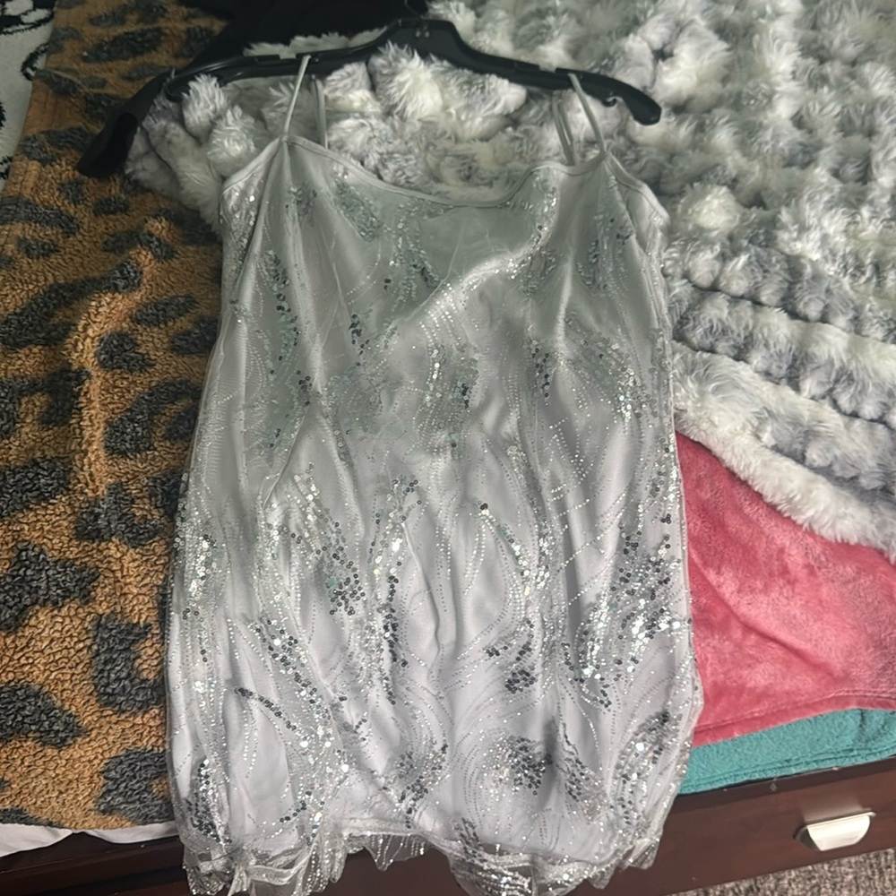 Tatyana Sequin Dress in Rose Silver